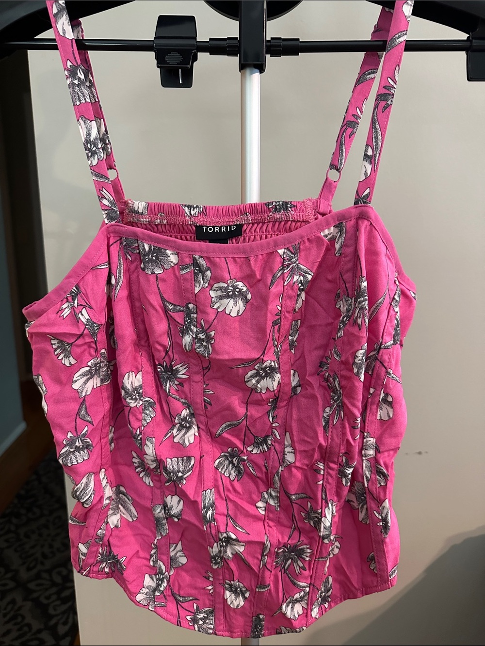 NWT Torrid Challis Corset Crop Top Overlap Floral Gin Fizz Size 0X 12